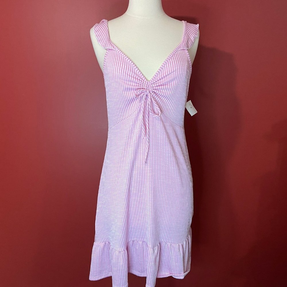 Caution to the Wind Women's Pink Striped Dress - Juniors Medium - NWT